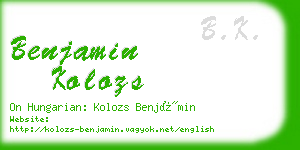 benjamin kolozs business card